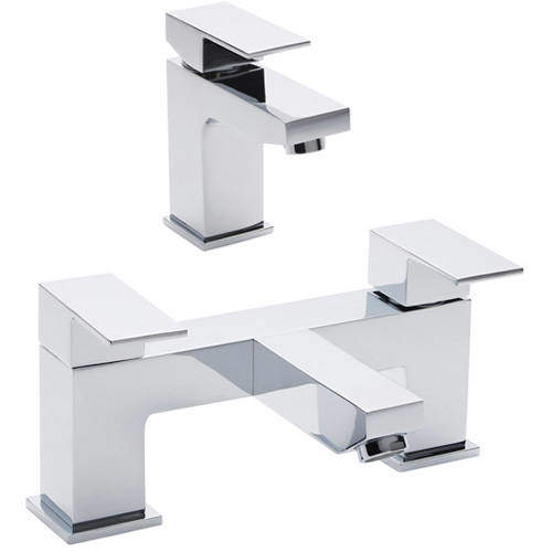 Hudson Reed Art Basin Mixer & Bath Shower Mixer Tap Set (Free Shower Kit).