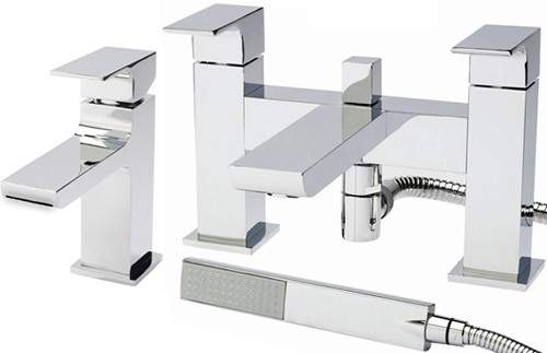 Hudson Reed Art Bath Shower Mixer & Waterfall Basin Tap (Chrome).