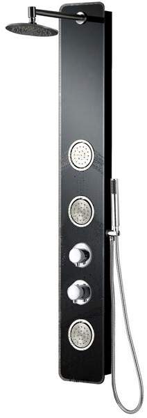 Ultra Showers Porto Thermostatic Shower Panel With Body Jets (Black).