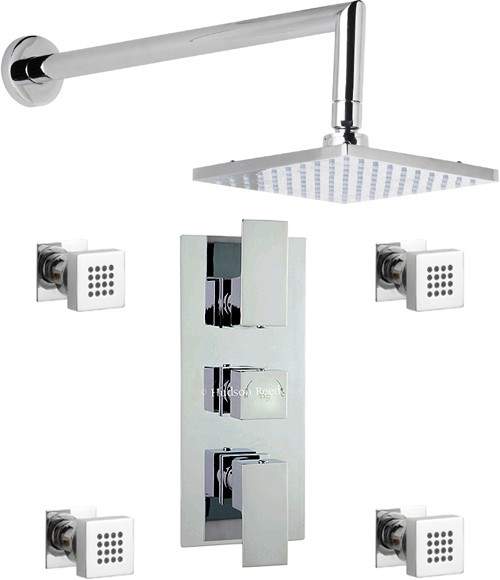 Hudson Reed Aspire Triple Thermostatic Shower Valve, Shower Head & Jets.