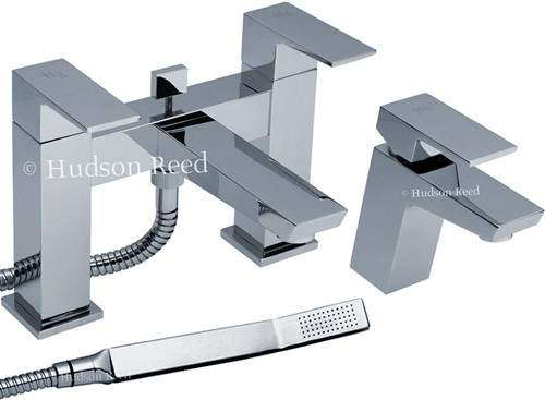 Hudson Reed Aspire Basin & Bath Shower Mixer Tap Set (Chrome).