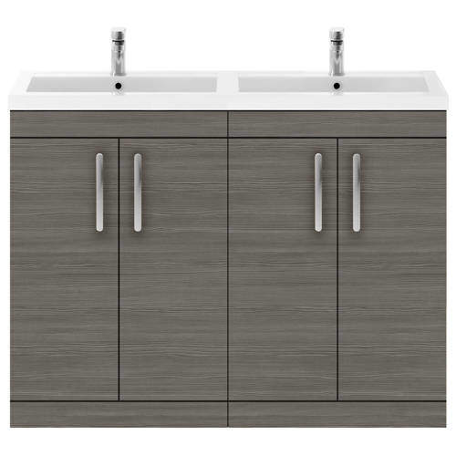 Nuie Furniture Vanity Unit With 4 x Doors & Double Basin (Brown Grey Avola).