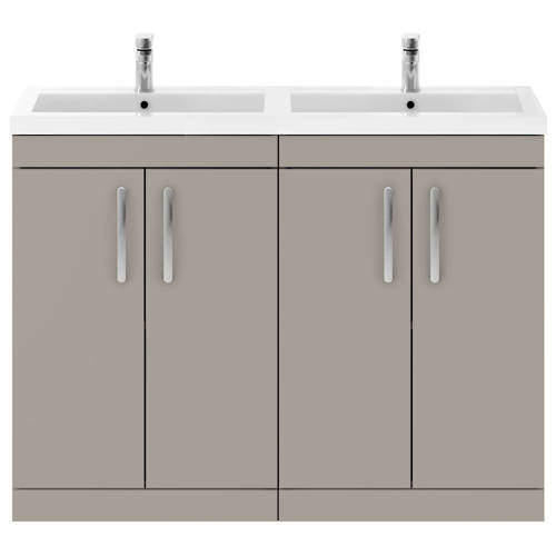 Nuie Furniture Vanity Unit With 4 x Doors & Double Basin (Stone Grey).