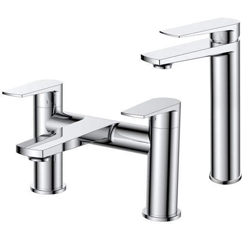 Nuie Bailey Tall Basin & Bath Filler Tap Pack (Chrome).