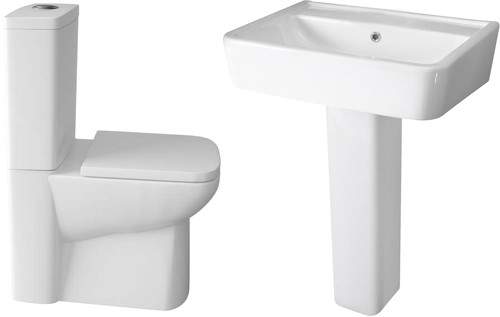 Hudson Reed Ceramics 4 Piece Bathroom Suite With Toilet, Basin & Pedestel.