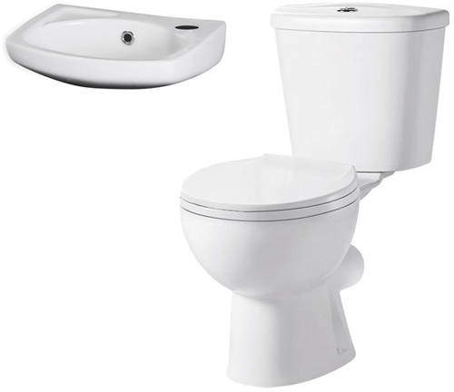 Premier Brisbane Toilet & 350mm Wall Hung Basin Pack.