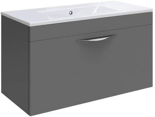 Hudson Reed Memoir 600 Wall Hung Vanity Unit & 120 Basin (Grey).