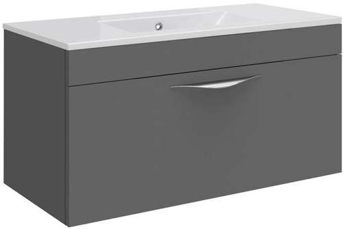 Hudson Reed Memoir 800 Wall Hung Vanity Unit & 121 Basin (Grey).