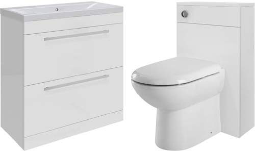 Ultra Design 800mm Vanity Unit Suite With BTW Unit, Pan & Seat (White).