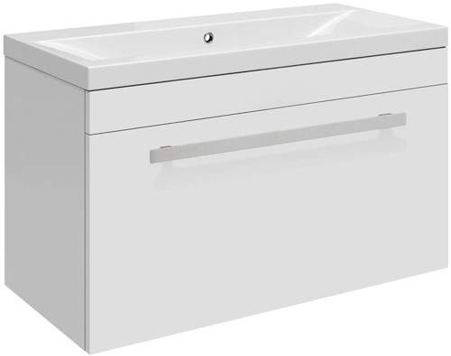 Ultra Design Wall Hung Vanity Unit With Option 1 Basin (White). 594x399mm.