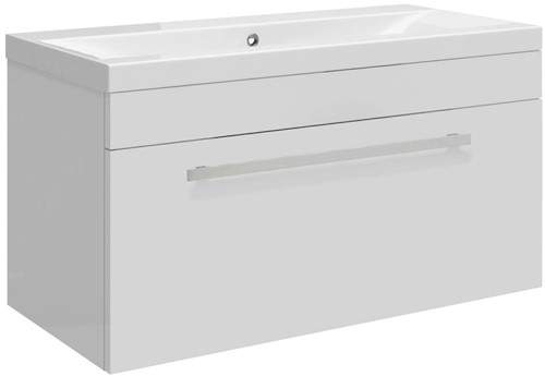 Ultra Design Wall Hung Vanity Unit With Option 2 Basin (White). 794x399mm.