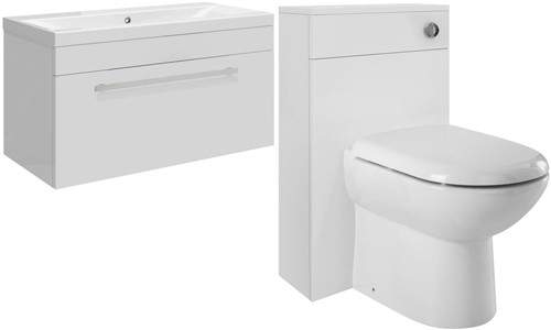 Ultra Design 800mm Vanity Unit Suite With BTW Unit, Pan & Seat (White).