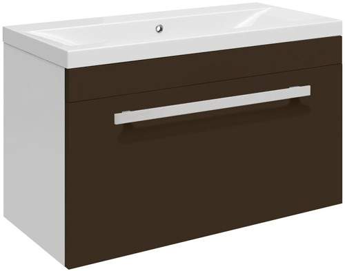 Ultra Design Wall Hung Vanity Unit With Option 1 Basin (Brown). 594x399mm.