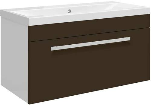 Ultra Design Wall Hung Vanity Unit With Option 2 Basin (Brown). 794x399mm.