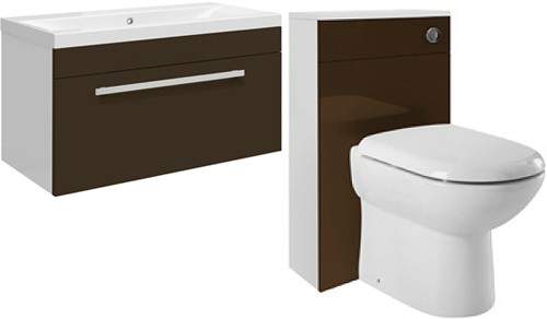 Ultra Design 800mm Vanity Unit Suite With BTW Unit, Pan & Seat (Brown).