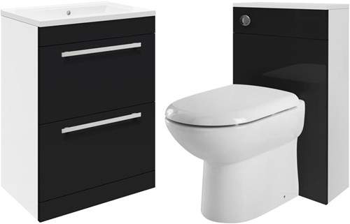 Ultra Design 600mm Vanity Unit Suite With BTW Unit, Pan & Seat (Black).