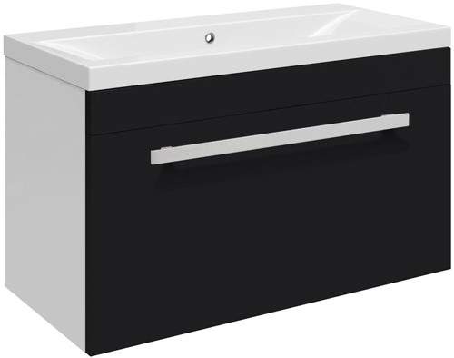 Ultra Design Wall Hung Vanity Unit With Option 1 Basin (Black). 594x399mm.