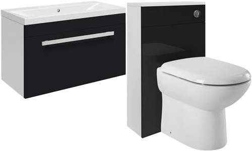 Ultra Design 600mm Vanity Unit Suite With BTW Unit, Pan & Seat (Black).