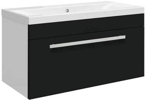 Ultra Design Wall Hung Vanity Unit With Option 2 Basin (Black). 794x399mm.