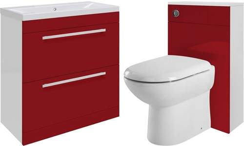Ultra Design 800mm Vanity Unit Suite With BTW Unit, Pan & Seat (Red).