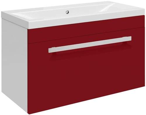 Ultra Design Wall Hung Vanity Unit With Option 2 Basin (Red). 594x399mm.
