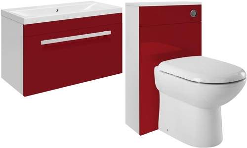 Ultra Design 600mm Vanity Unit Suite With BTW Unit, Pan & Seat (Red).