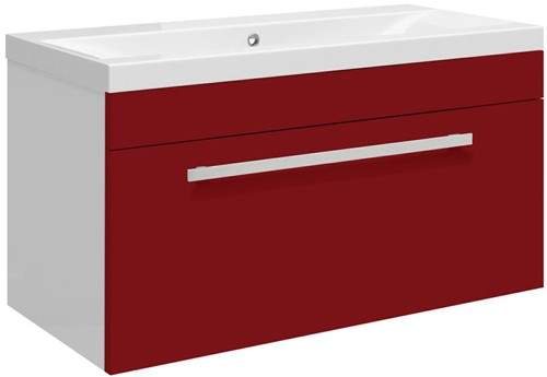 Ultra Design Wall Hung Vanity Unit With Option 2 Basin (Red). 794x399mm.