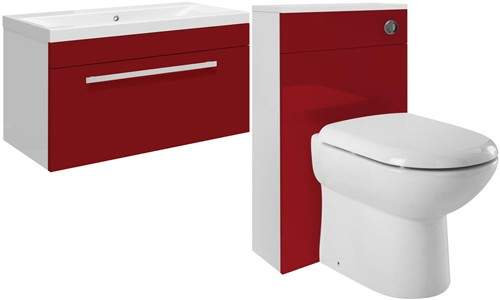 Ultra Design 800mm Vanity Unit Suite With BTW Unit, Pan & Seat (Red).