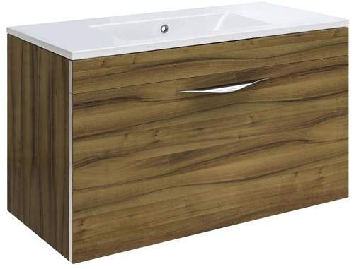 Hudson Reed Memoir 600mm Wall Hung Vanity Unit & 120 Basin (Walnut).