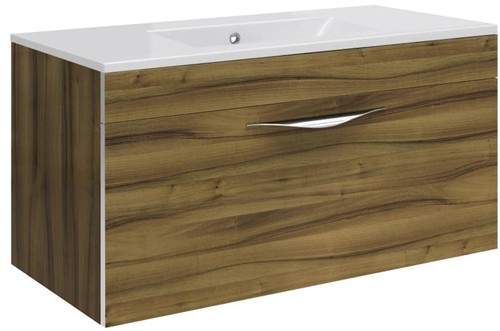 Hudson Reed Memoir 800mm Wall Hung Vanity Unit & 121 Basin (Walnut).