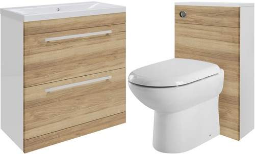 Ultra Design 800mm Vanity Unit Suite With BTW Unit, Pan & Seat (Walnut).