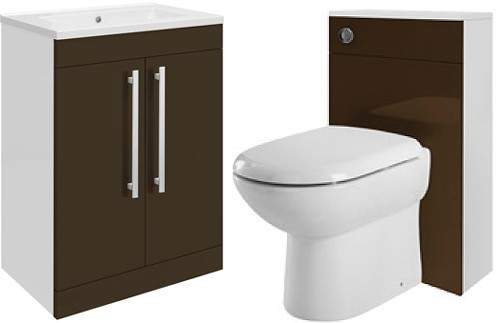 Ultra Design 600mm Vanity Unit Suite With BTW Unit, Pan & Seat (Brown).