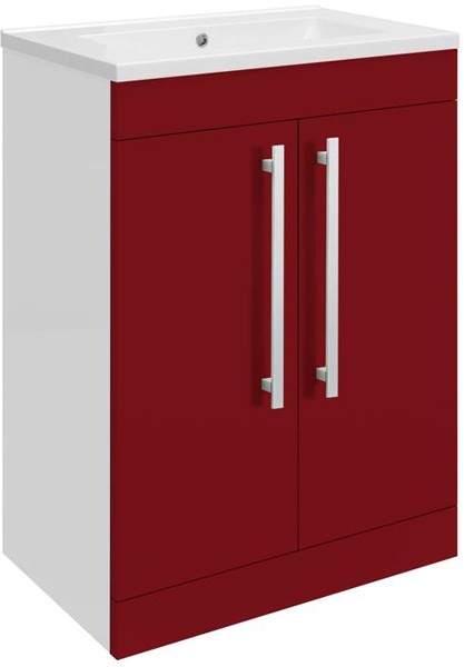 Ultra Design Vanity Unit With Doors & Option 1 Basin (Red). 594x800mm.