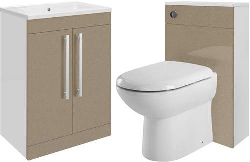 Ultra Design 600mm Vanity Unit Suite With BTW Unit, Pan & Seat (Caramel).