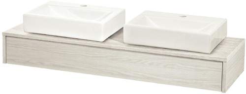 Hudson Reed Horizon 1200mm Wall Hung Vanity Unit & Basins (White Oak).