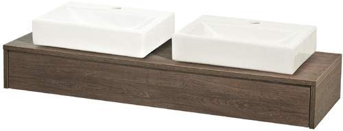 Hudson Reed Horizon 1200mm Wall Hung Vanity Unit & Basins (Mid Oak).