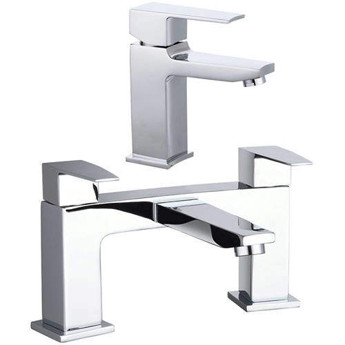 Hudson Reed Camber Designer Basin & Bath Filler Tap (Chrome).