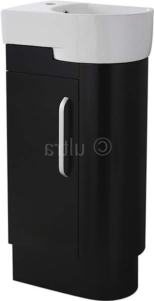 Ultra Carlton Cloakroom Vanity Unit (Right Handed, Black). 410x850x270mm.