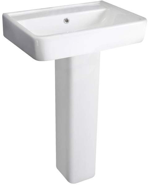 Hudson Reed Ceramics Basin & Full Pedestal (1 Tap Hole, 520mm).