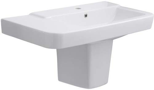 Hudson Reed Ceramics Basin & Semi Pedestal (1 Tap Hole, 850mm).