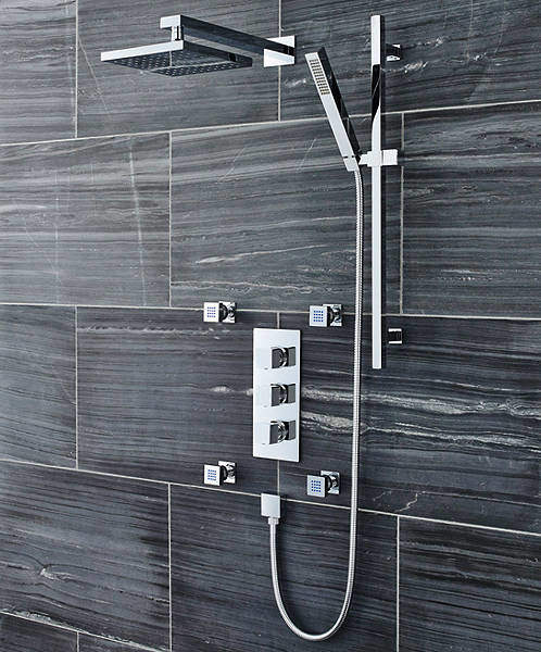 Ultra Volt Volt Thermostatic Shower Valve With Head, Slide Rail & Jets.