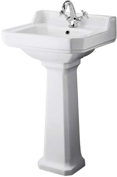 Ultra Lewiston Traditional Basin & Full Pedestal (1 Tap Hole, 500mm).