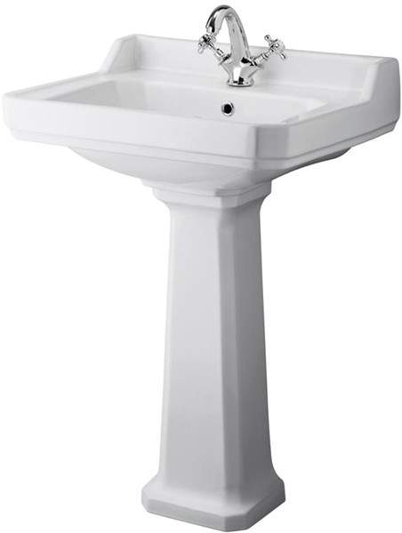 Ultra Lewiston Traditional Basin & Full Pedestal (1 Tap Hole, 600mm).