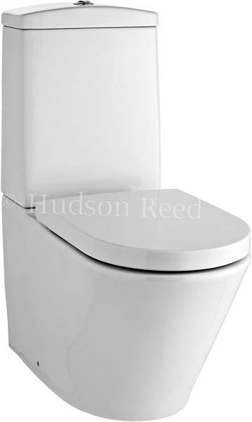Hudson Reed Ceramics Curved Toilet With Dual Push Flush & Top Fix Seat.