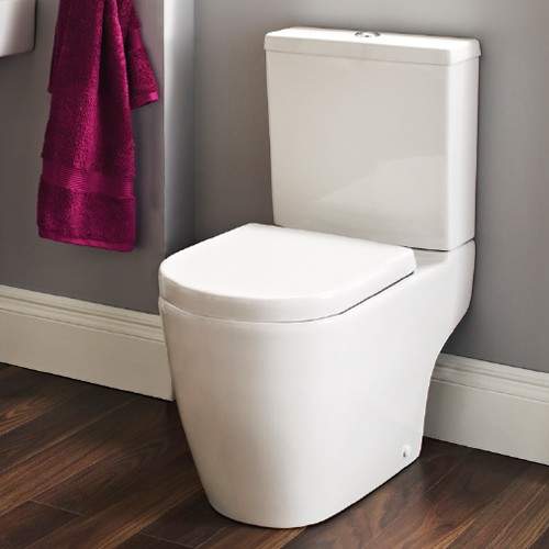 Ultra Orb Semi Flush To Wall Toilet Pan With Cistern & Push Flush & Toilet Seat.
