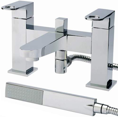 Hudson Reed Deco Bath Shower Mixer Tap With Shower Kit (Chrome).
