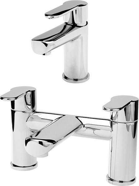 Hudson Reed Dias Basin Mixer & Bath Filler Tap Set (Chrome).