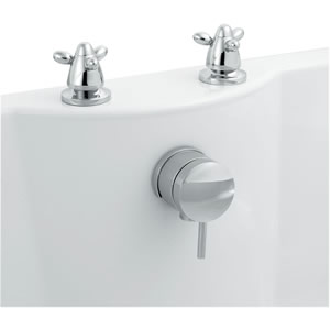 Neptune Freeflow bath filler with pop up waste and overflow.