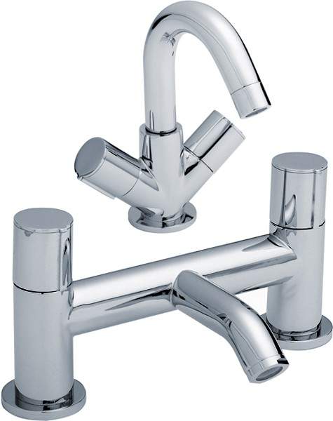 Ultra Ecco Basin Mixer & Bath Filler Tap Set (Chrome).