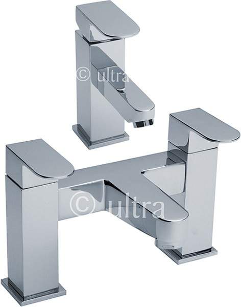 Ultra Embrace Basin Mixer & Bath Filler Tap Set (Chrome).